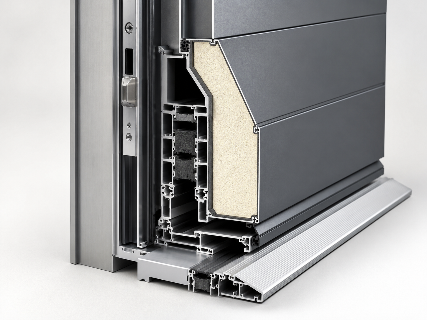 Aluminium Haustür mit Seitenteil als Querschnitt