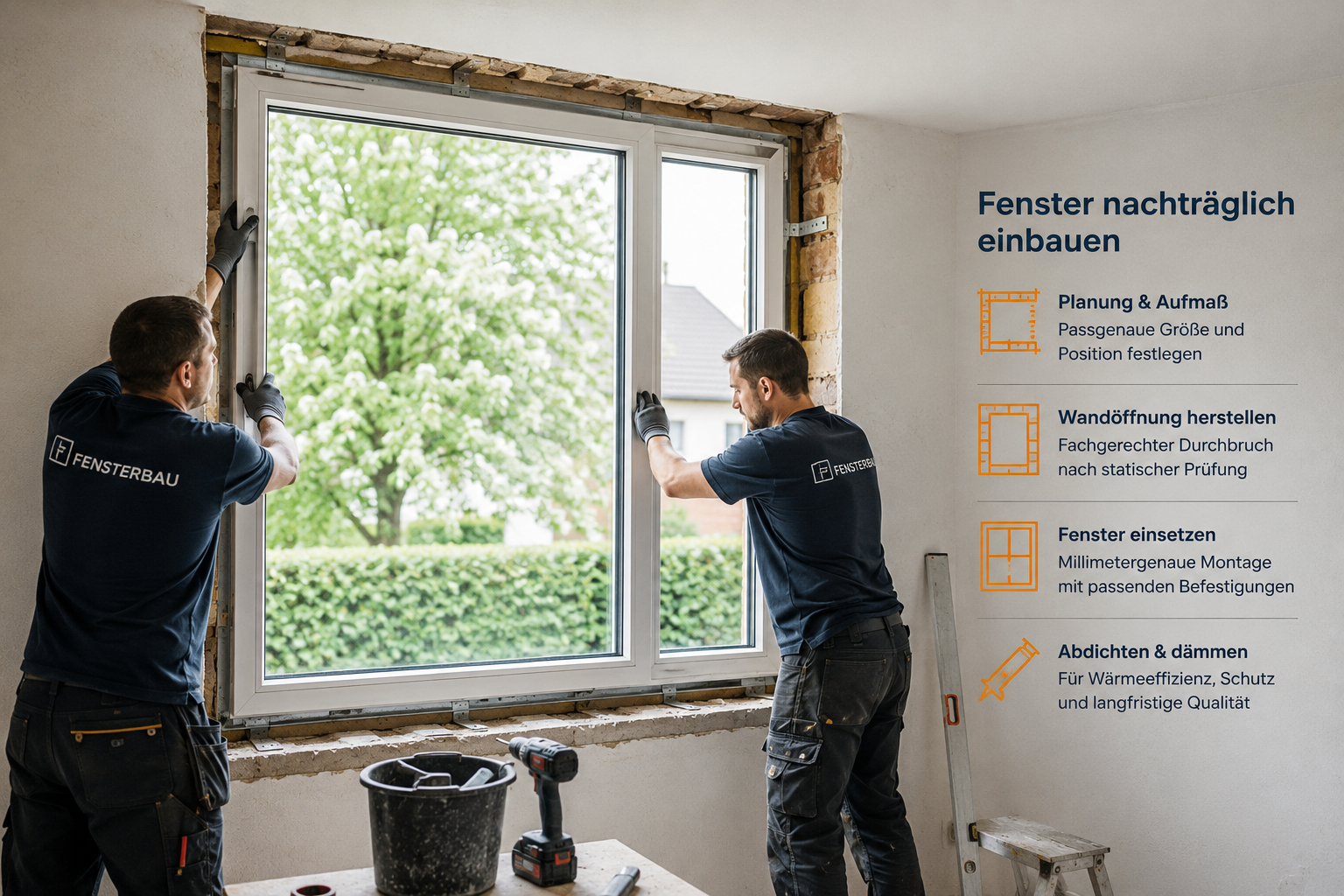Fenster nachträglich einbauen – Fensterbauer montieren und dichten ein neues Fenster fachgerecht ab