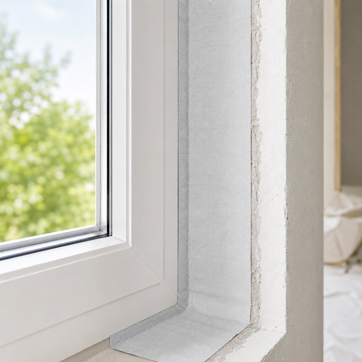 Fensterfugen erneuern mit Anschlussfolie am Fensteranschluss