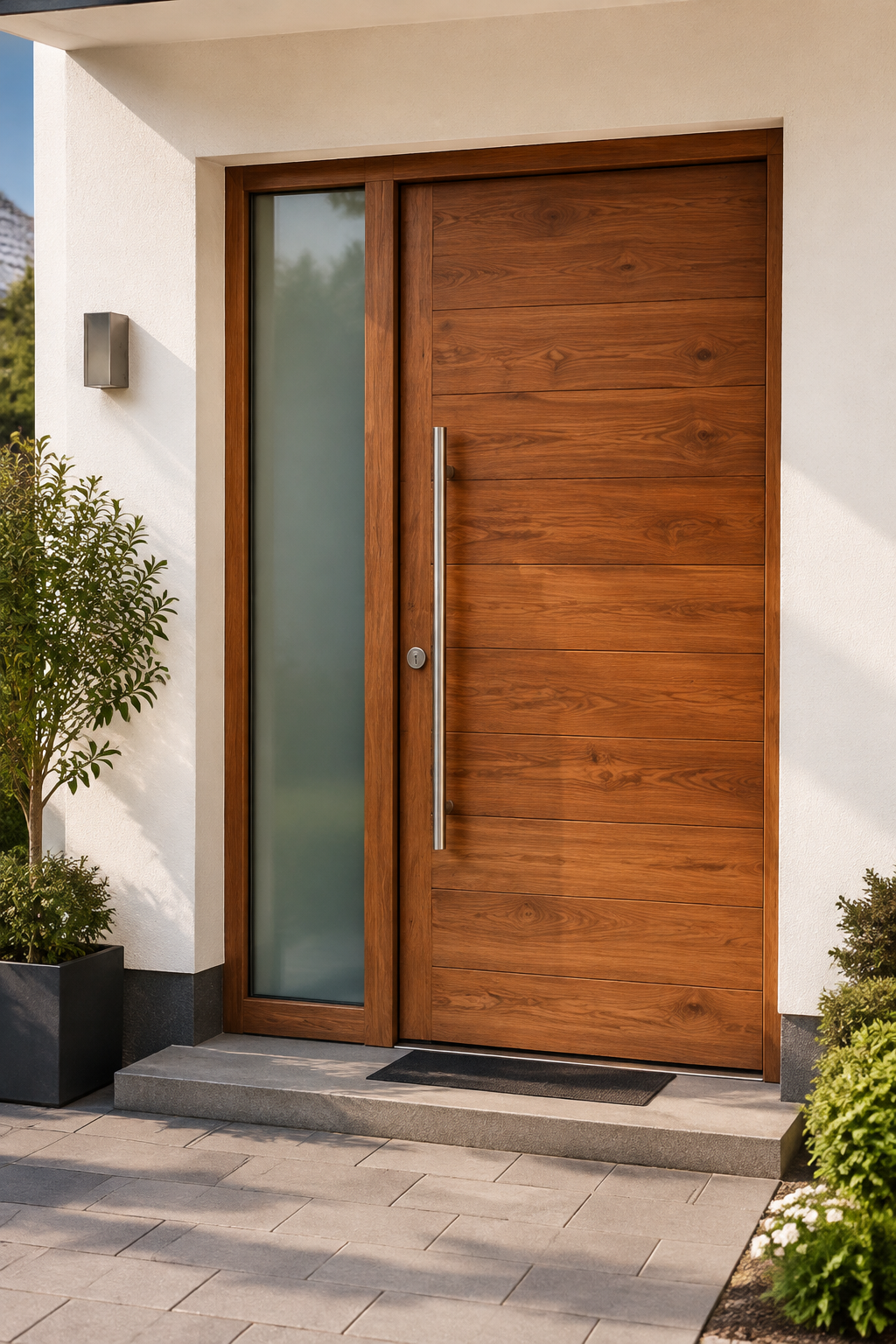 Holz-Haustür mit verglastem Seitenteil