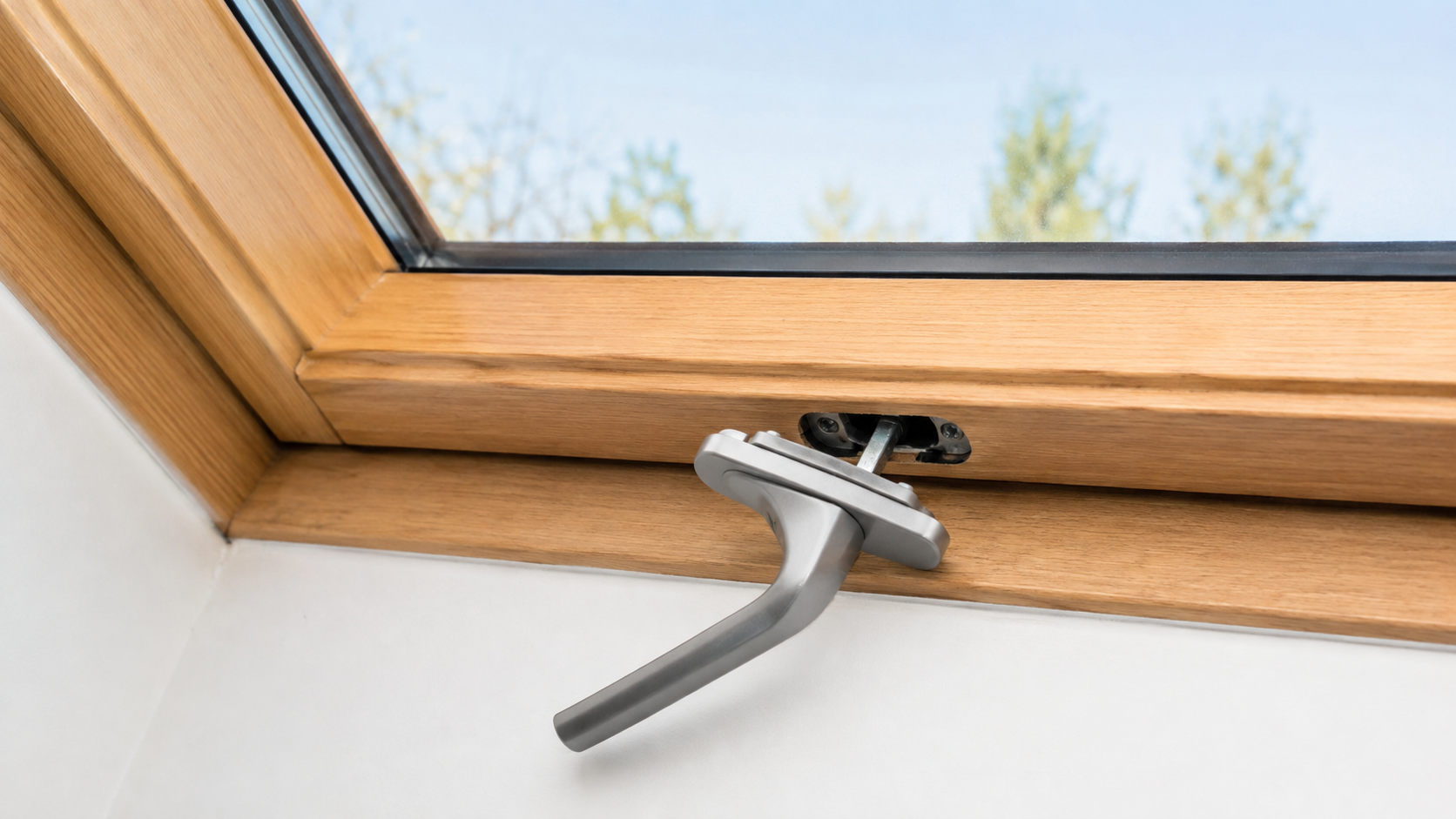 Defekter und lockerer Griff an einem Dachfenster