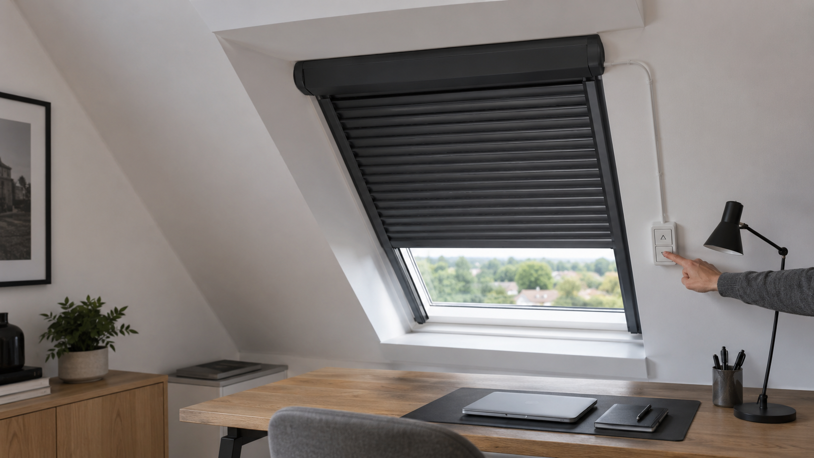 Dachfenster Rollladen nachrüsten – elektrischer Rollladen mit Wandschalter