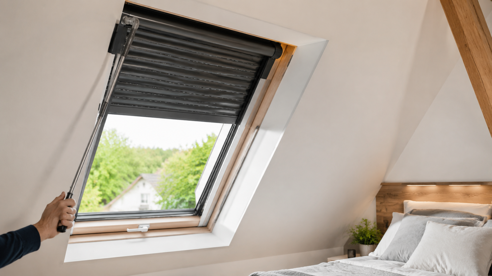 Dachfenster Rollladen nachrüsten – manueller Rollladen