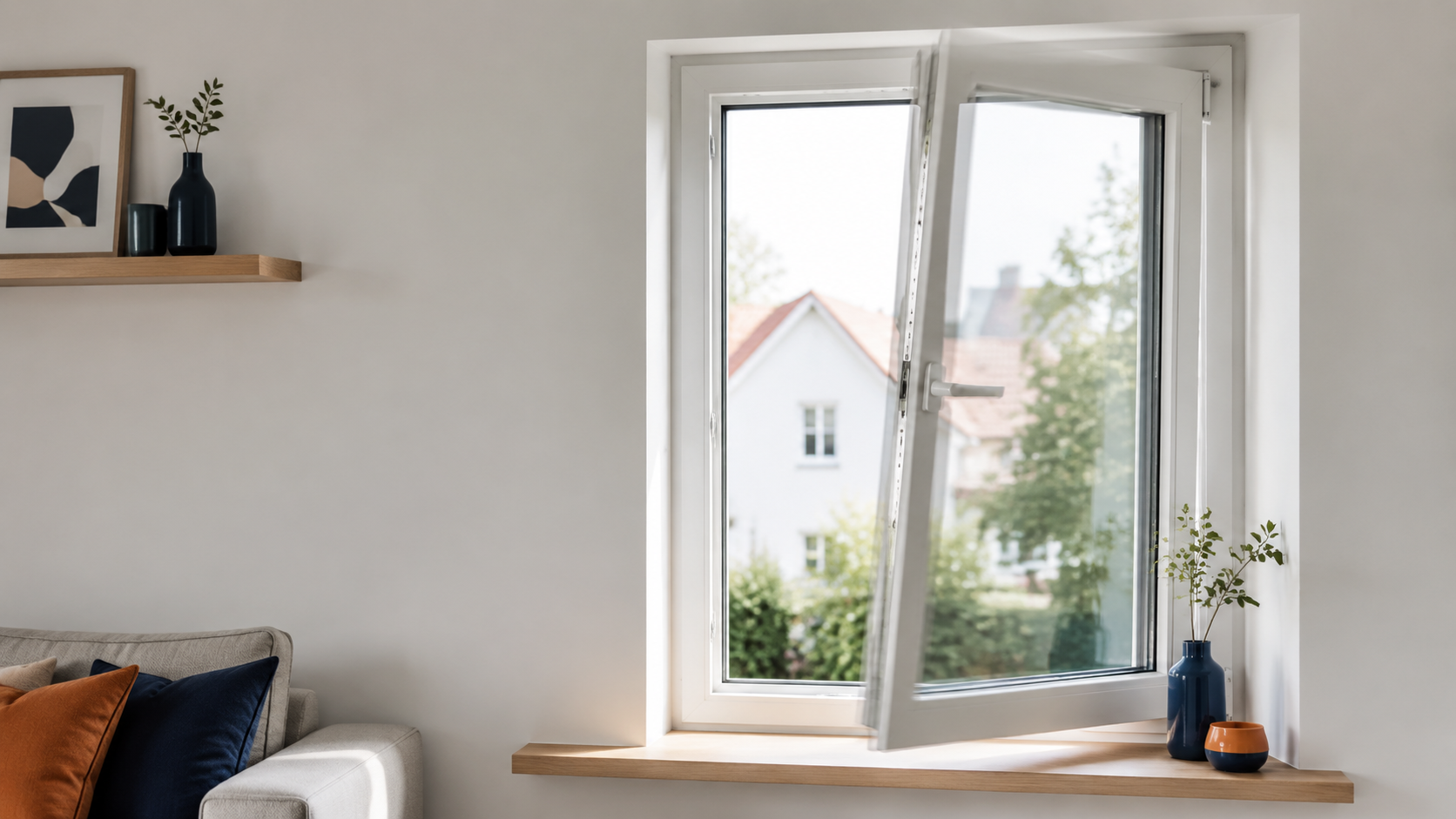 Geöffnetes Fenster fällt von selbst wieder zu