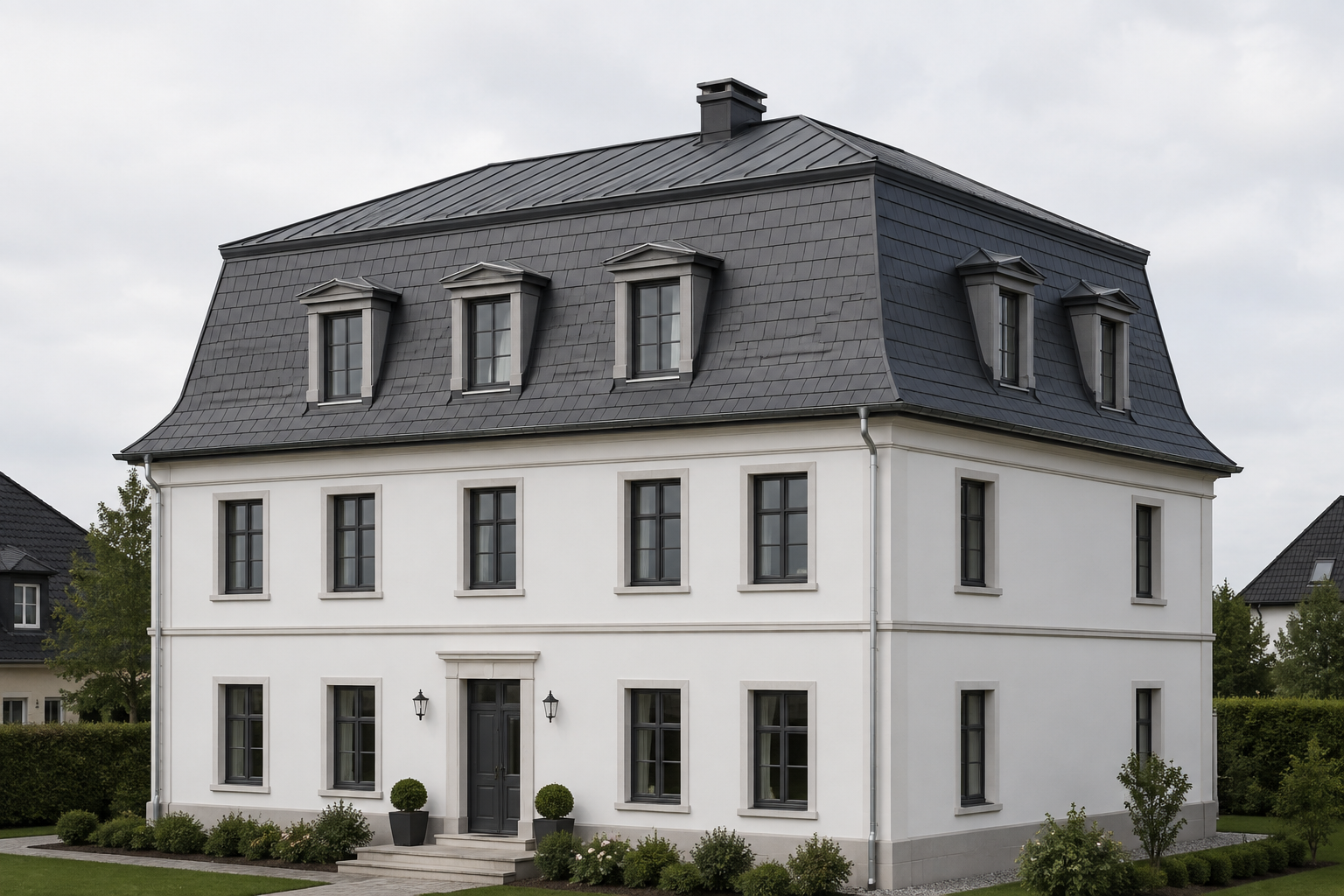 Mansarddach mit zwei unterschiedlich geneigten Dachbereichen