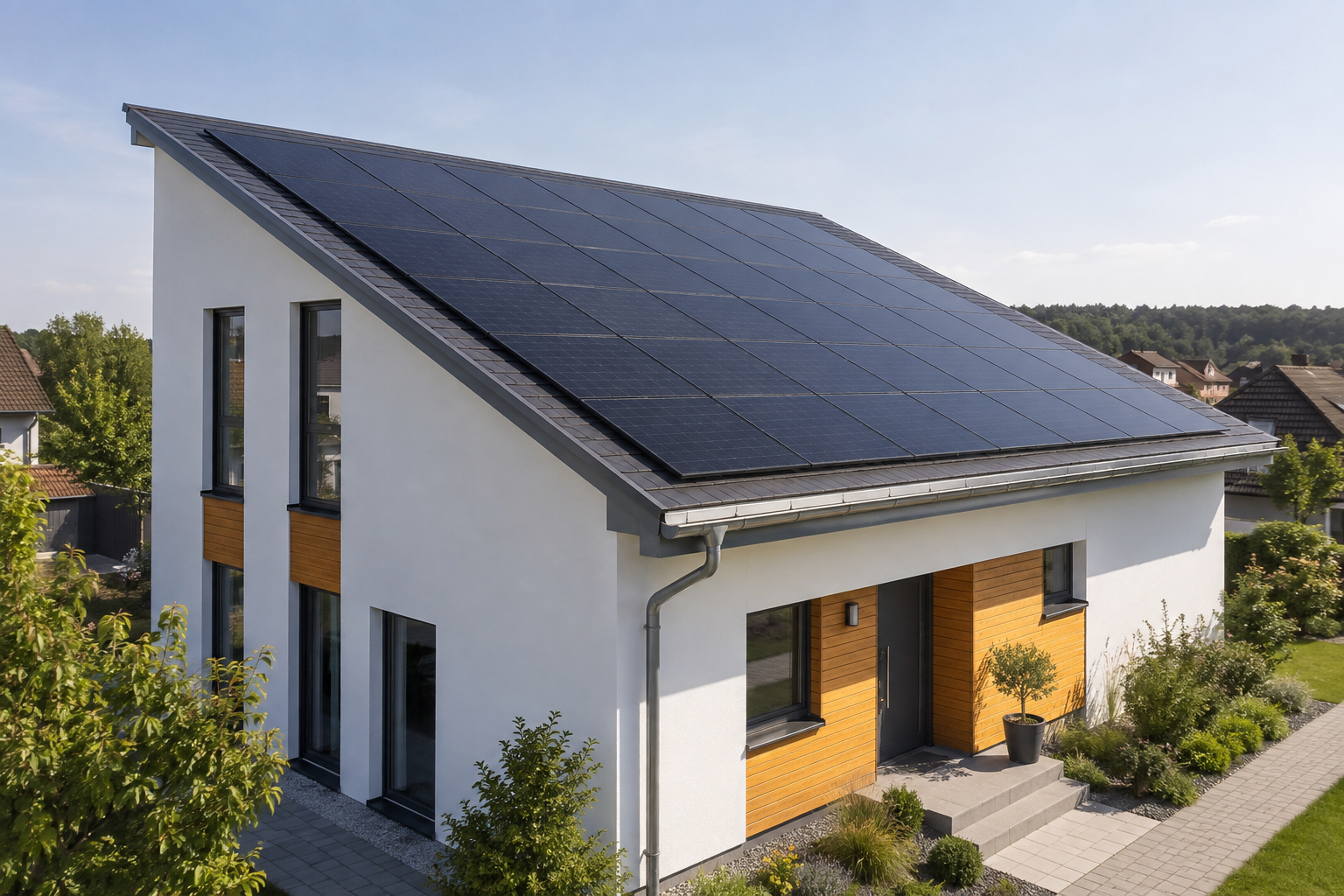 Photovoltaikanlage auf einem geneigten Pultdach