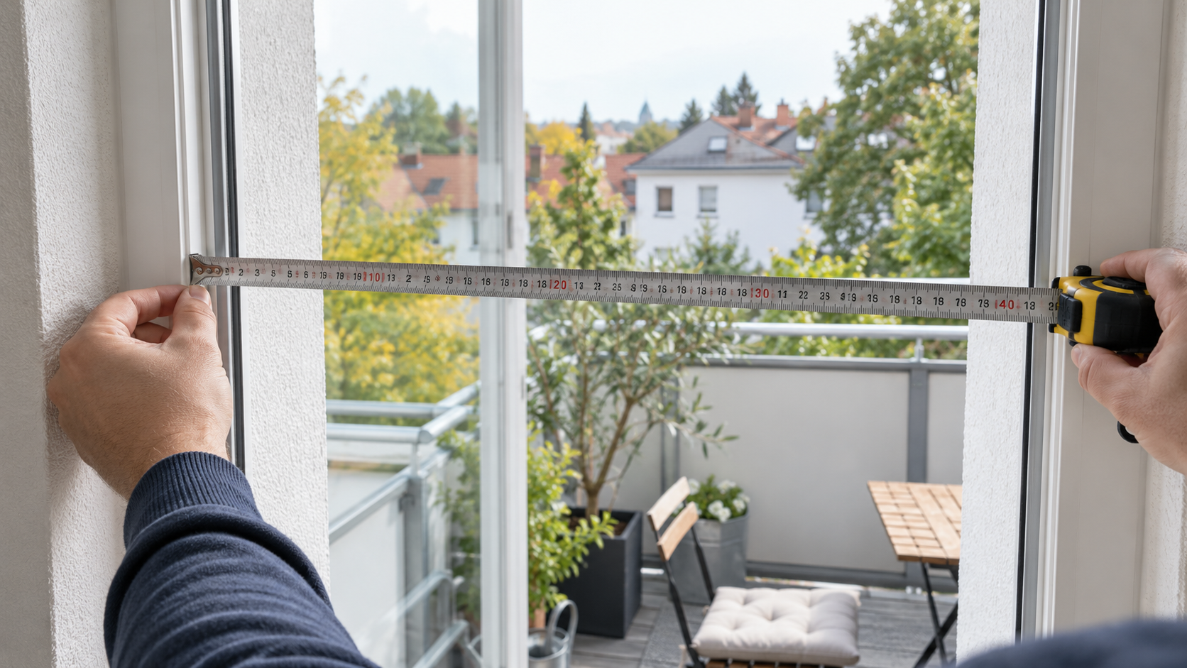 Breite und Höhe einer Balkontür an mehreren Messpunkten bestimmen