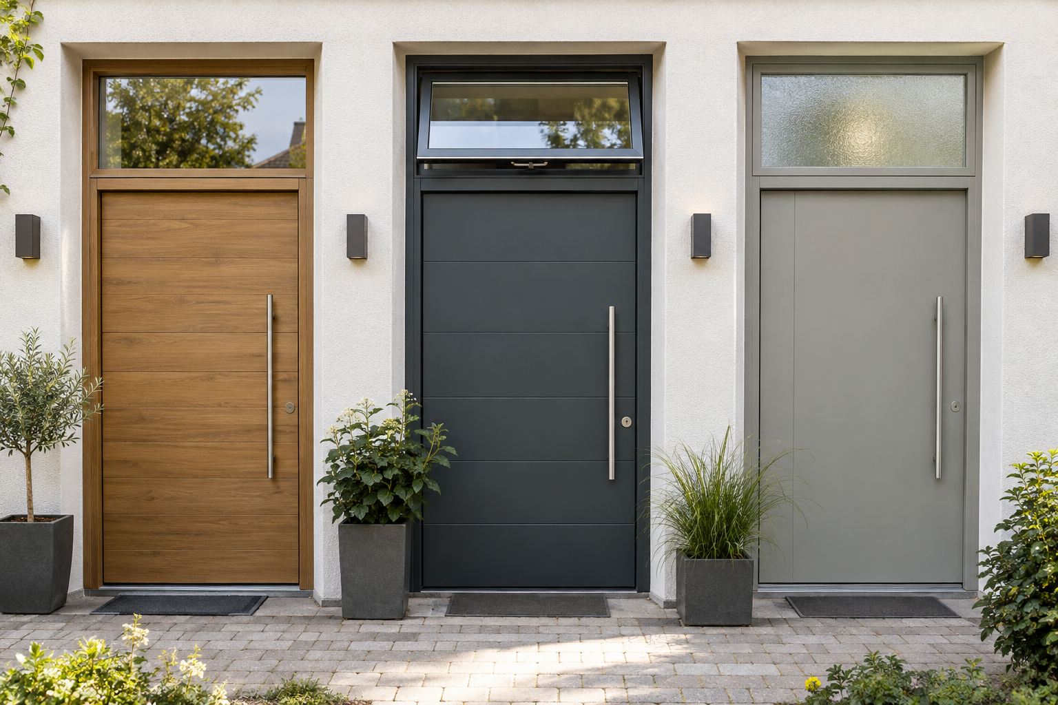 Haustür mit Oberlicht in verschiedenen Varianten mit festem und zu öffnendem Glasfeld
