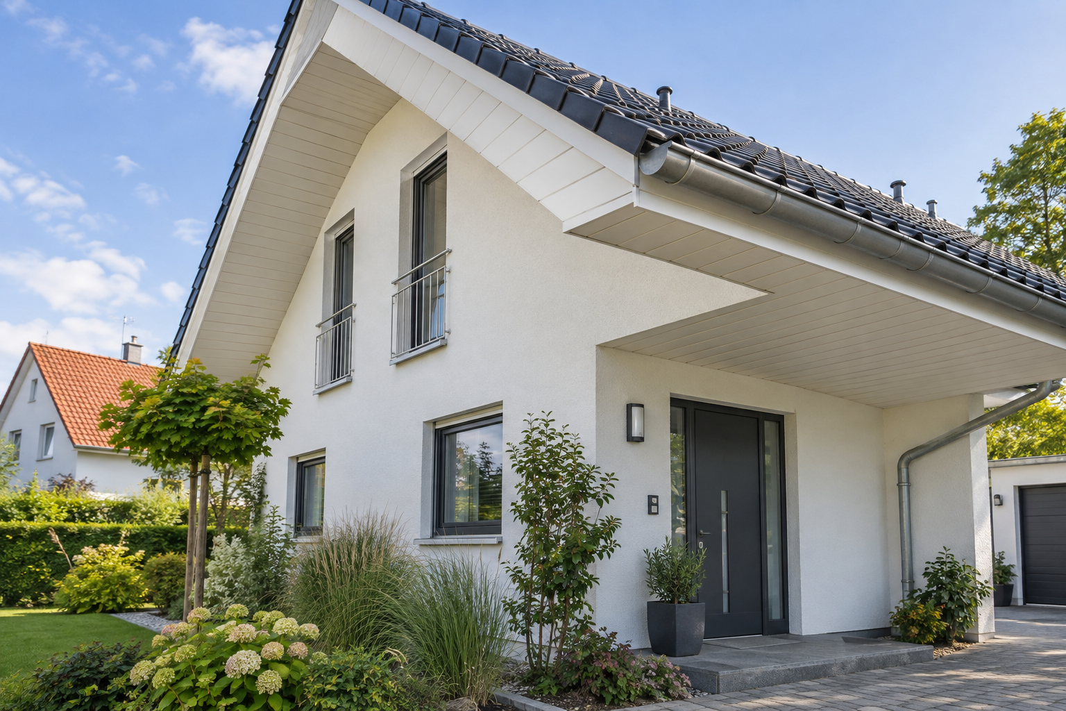 Verkleideter Dachüberstand an einem Einfamilienhaus